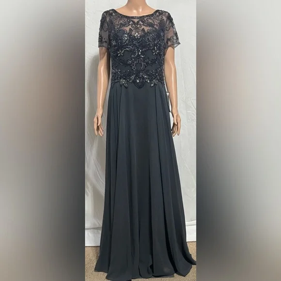 XSCAPE
Embellished Short Sleeve Chiffon Gown - Picture 2 of 11